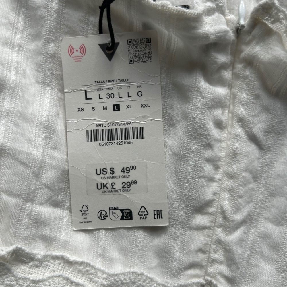 Zara Halter Large White Lace Ruffled Tiered Mini Dress Cottagecore Coquette Boho - Picture 6 of 9